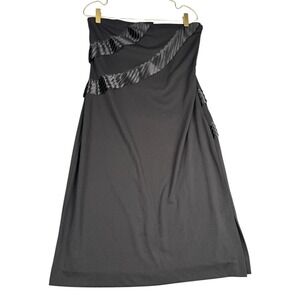 Vintage Victoria Royal Strapless Black Dress Pleated Satin Detail Size 12‎ 660